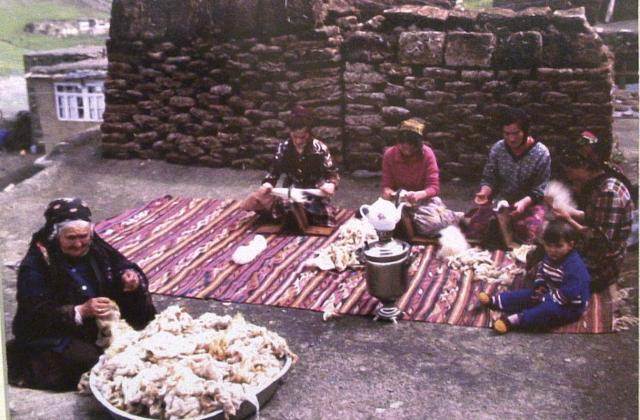 Women Carding Wool in Kurdistan